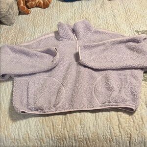 Cozy cropped Lavender Sherpa Pullover SIZE XL